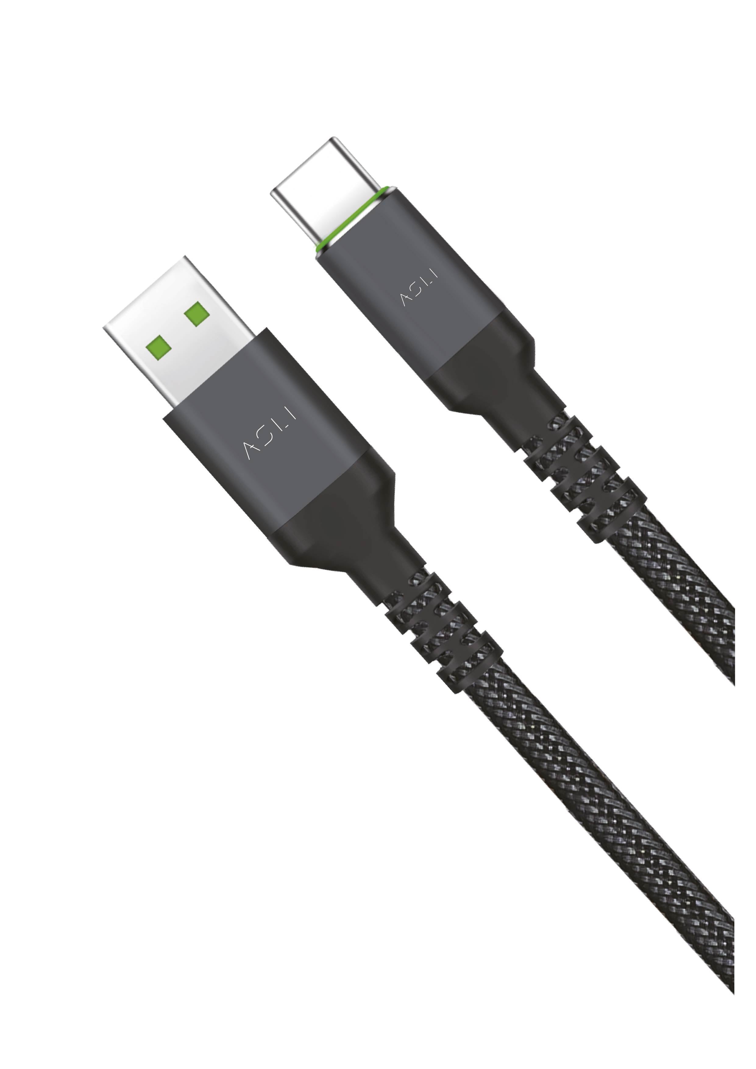 كيبل Power Wire Prime من أسلي جلوبال USB-A إلى USB-C مضفر من النايلون أثنين متر | أسود كيبل Power Wire Prime من أسلي جلوبال USB-A إلى USB-C مضفر من النايلون أثنين متر | أسود